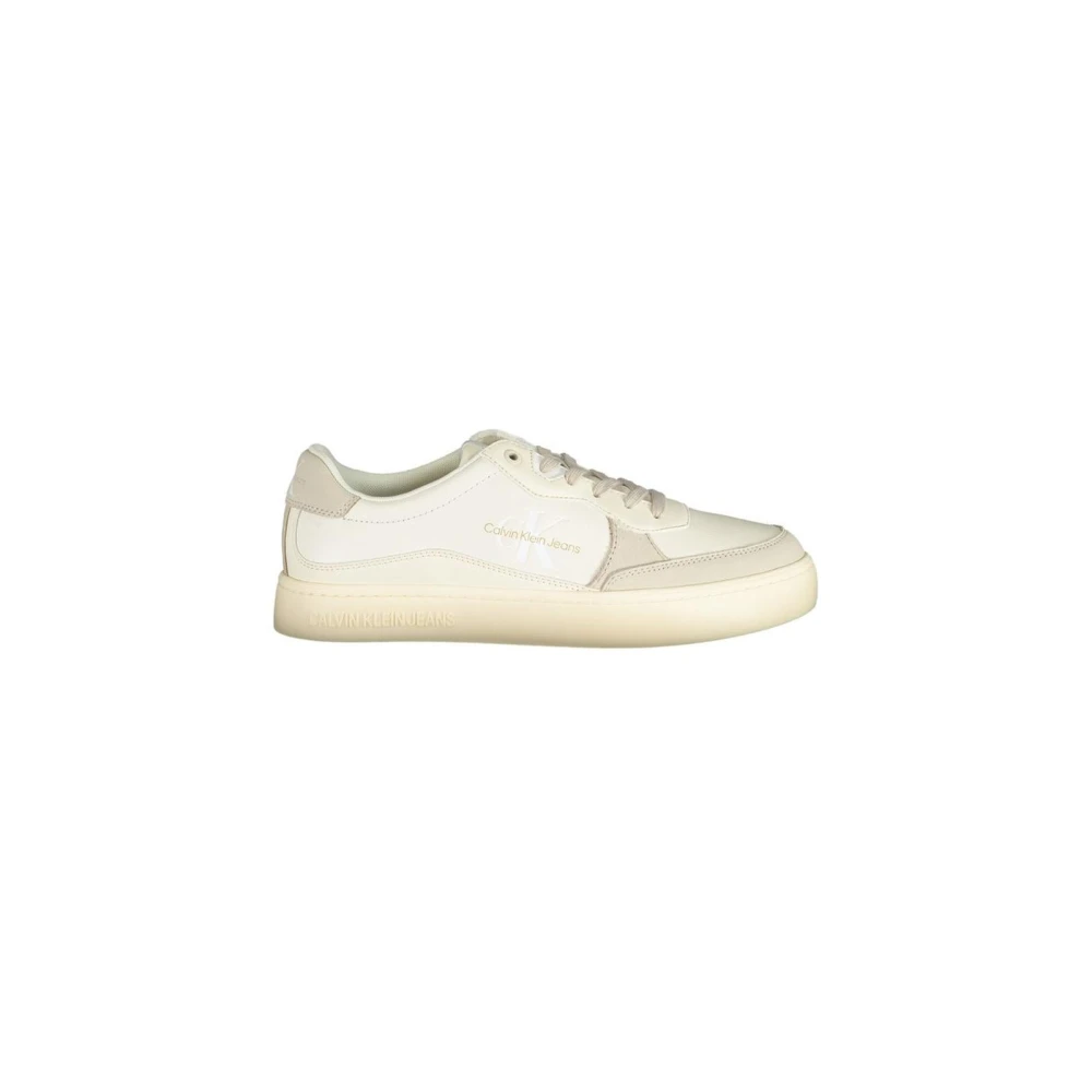 Calvin Klein Men's White Sneakers, 10 Uk, Low Top Sneaker With Print Design