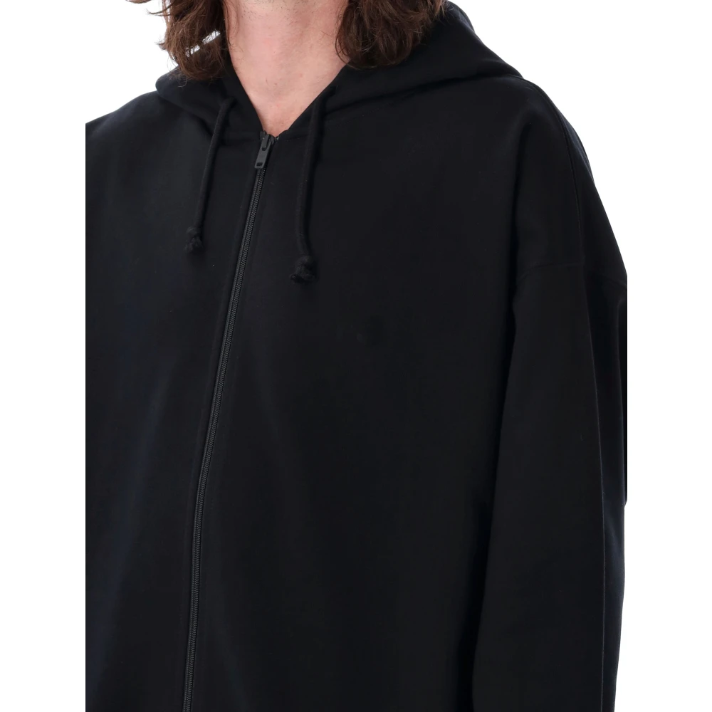 Y-3 Zwarte Gebreide Hoodie met Rits Ss25 Black Heren