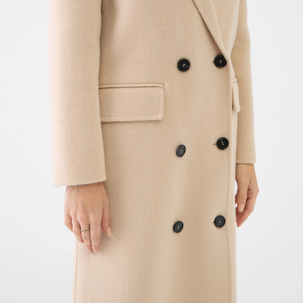 Ermanno Scervino Maxi Double-Breasted Jas Honingkleur Beige Dames