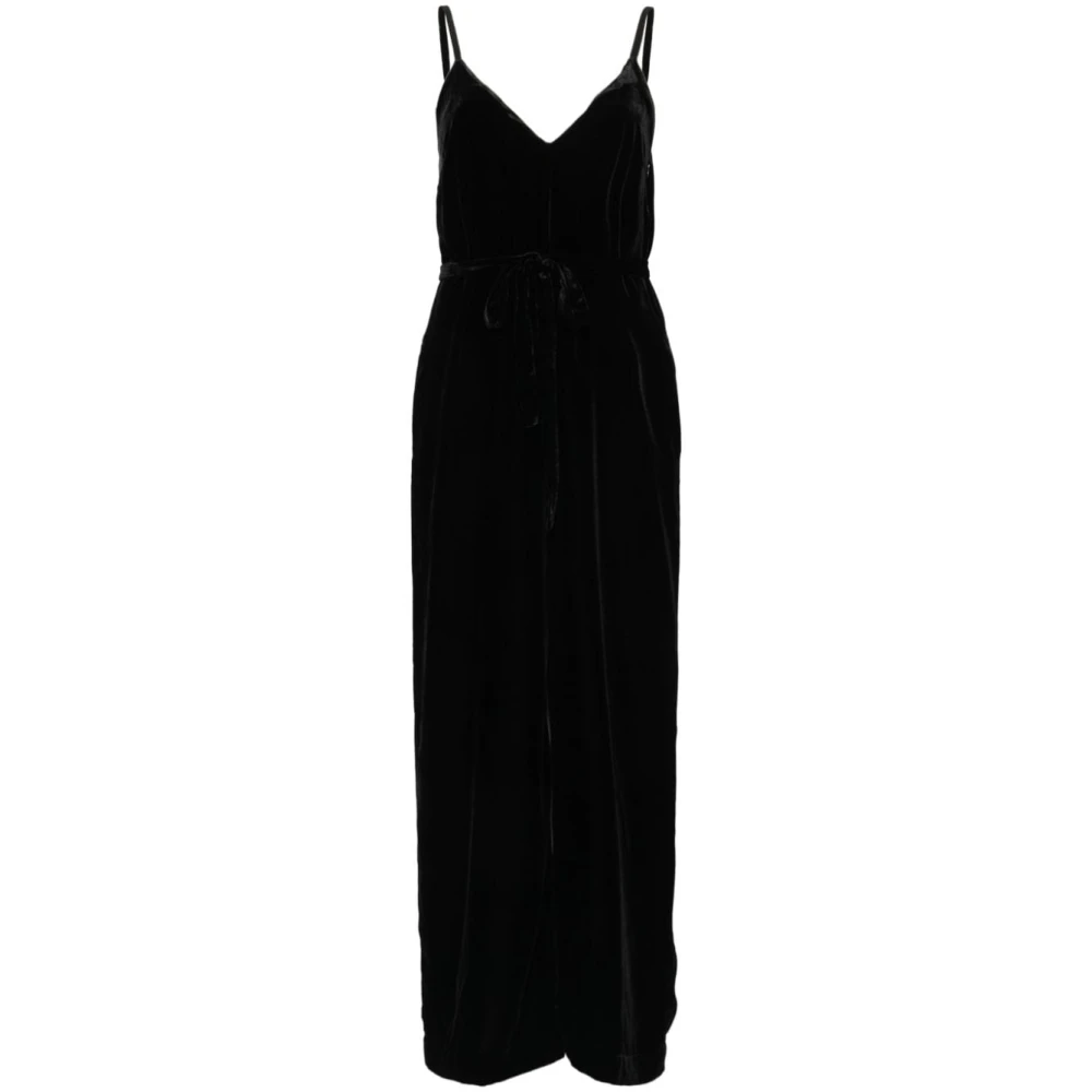 Gold Hawk Zwarte Fluweel Maxi Jurk met V-Hals Black Dames