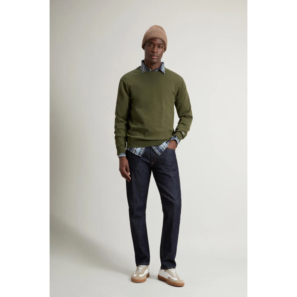 Woolrich Katoenen Crewneck Jersey Sweater Green Heren