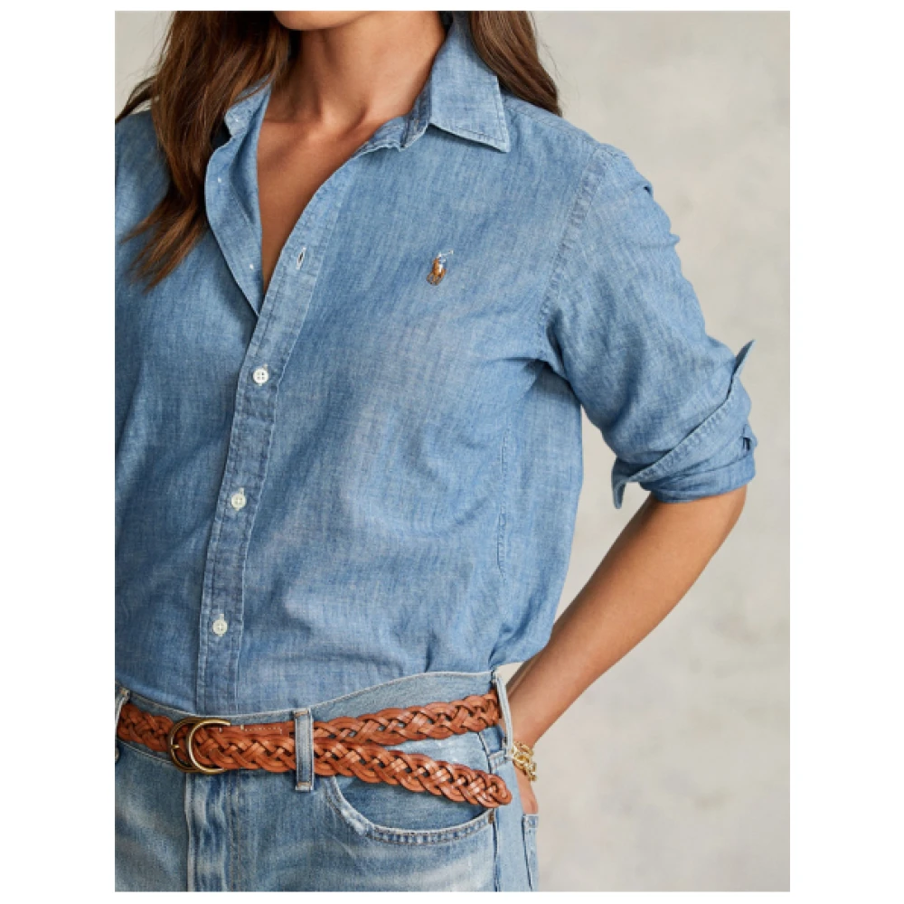 Polo Ralph Lauren Georgia Chambray Overhemd met Geborduurd Logo Blue Dames