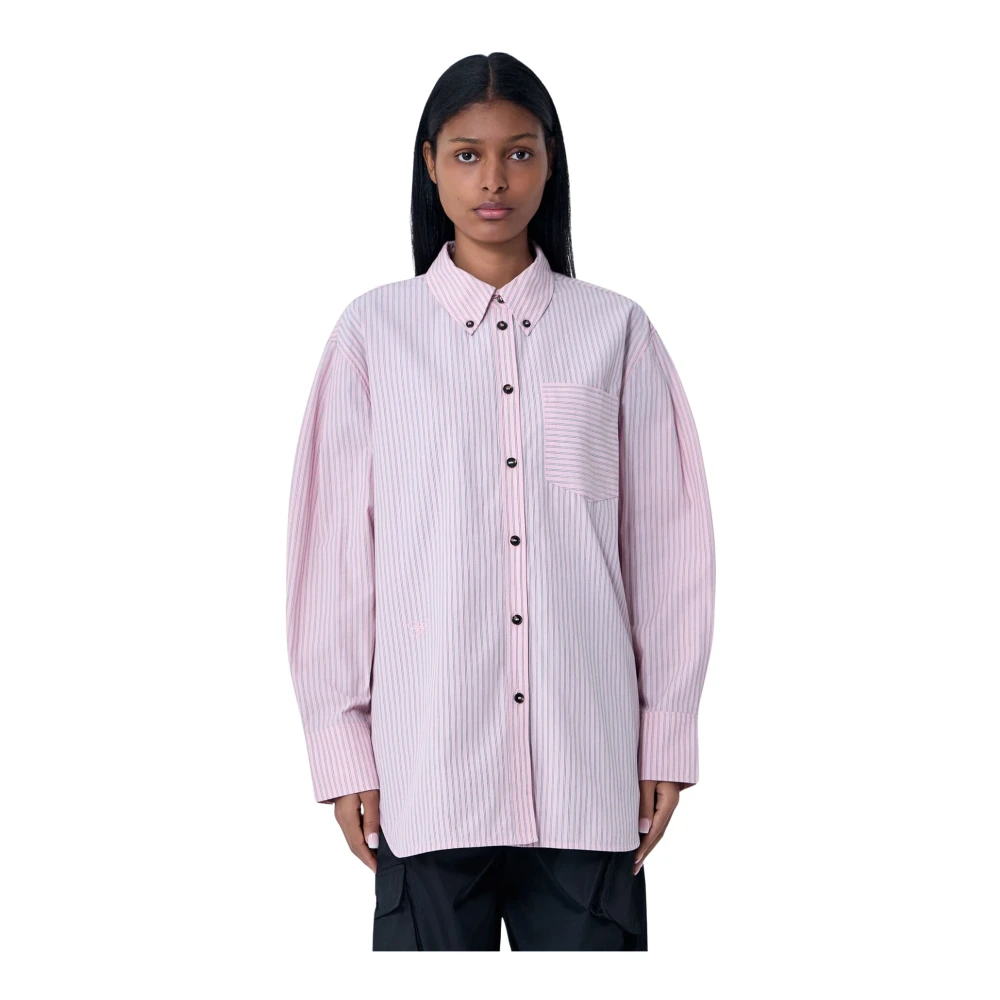 Ganni Women's Pink Shirts, S, Stripe Shirt