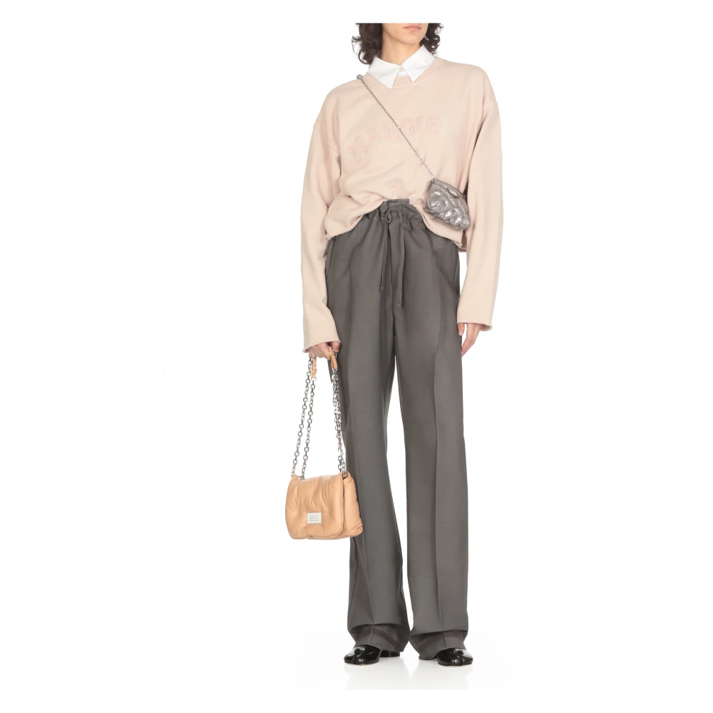 Maison Margiela Grijze Wol Mohair Broek met Koordjes Gray Dames