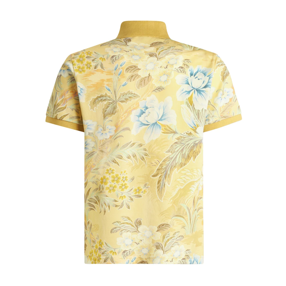 ETRO Bloemenprint Polo Shirt Geel Yellow Heren