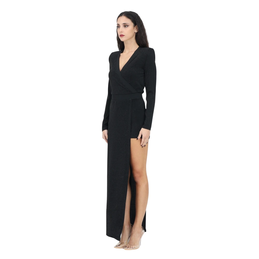 Only Zwarte Lange Jurk met V-Hals Black Dames