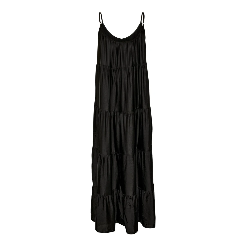 Cream Zwarte Jurk met Ruchedetails Black Dames