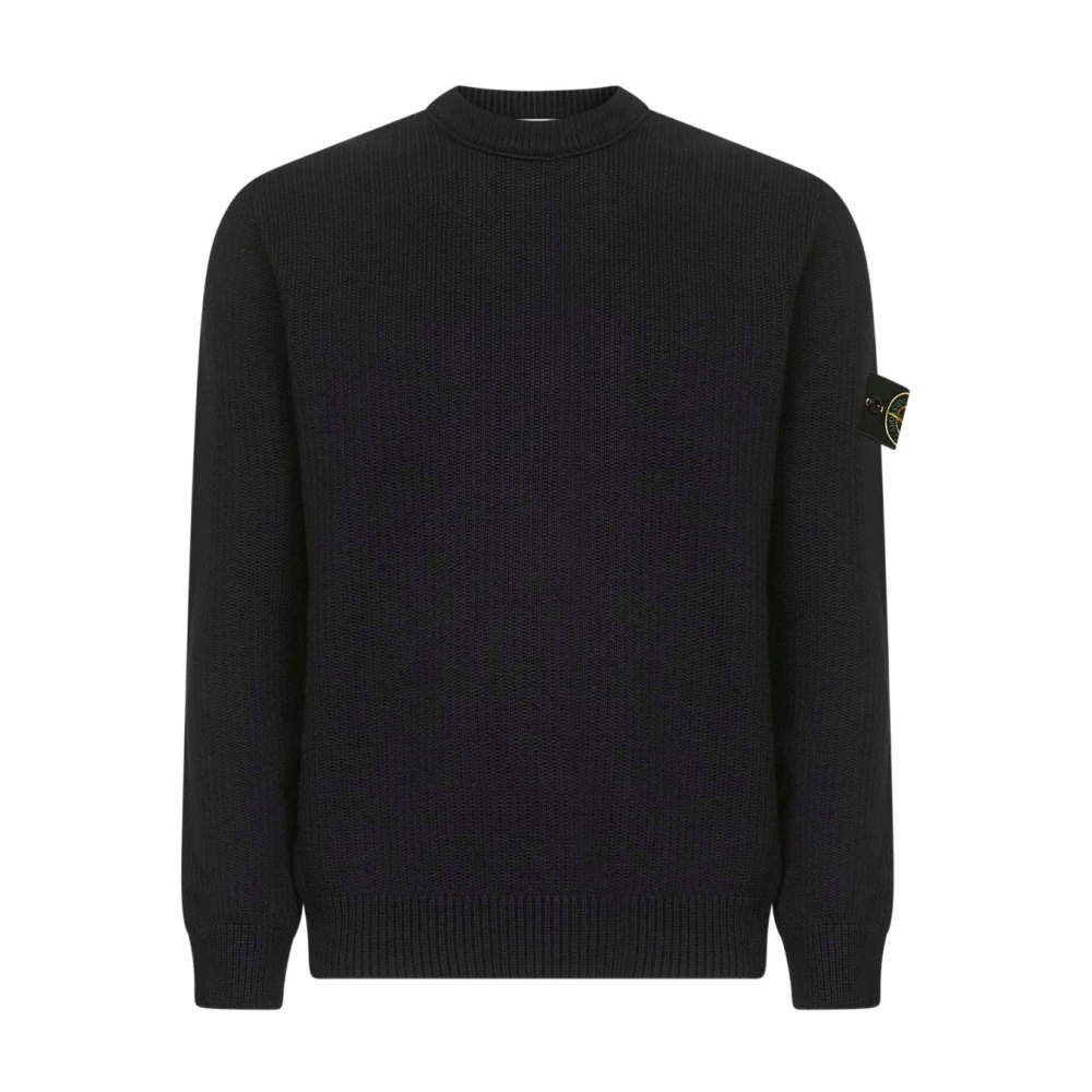 Stone Island Black Round-Neck Knitwear, Male, 2XL, Jumpers For Men