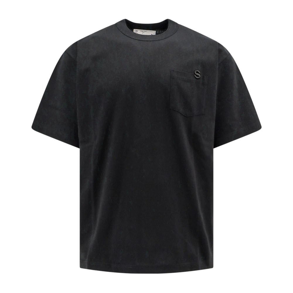 Sacai Geborduurd Monogram Katoenen T-Shirt Black Heren