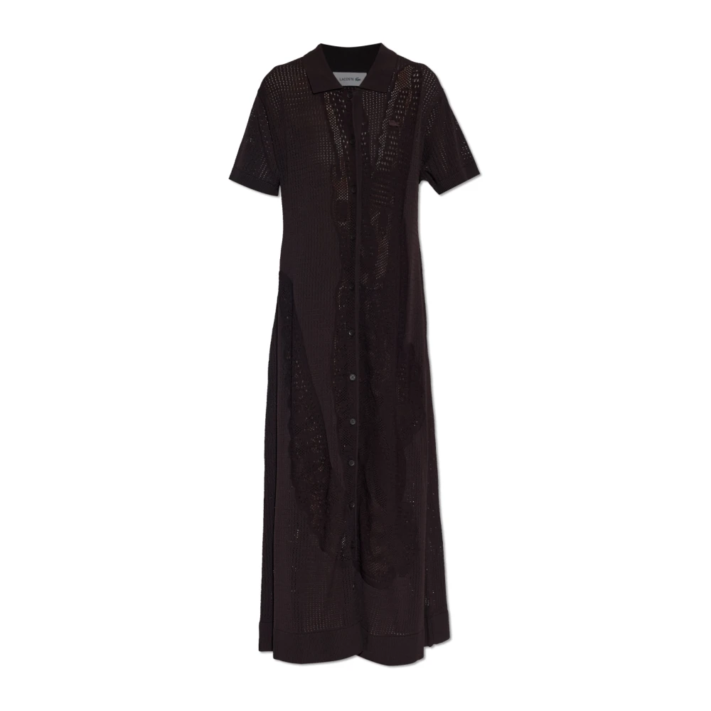 Lacoste Kvinno Brun Klänningar Dam, M, Crochet Polo Dress