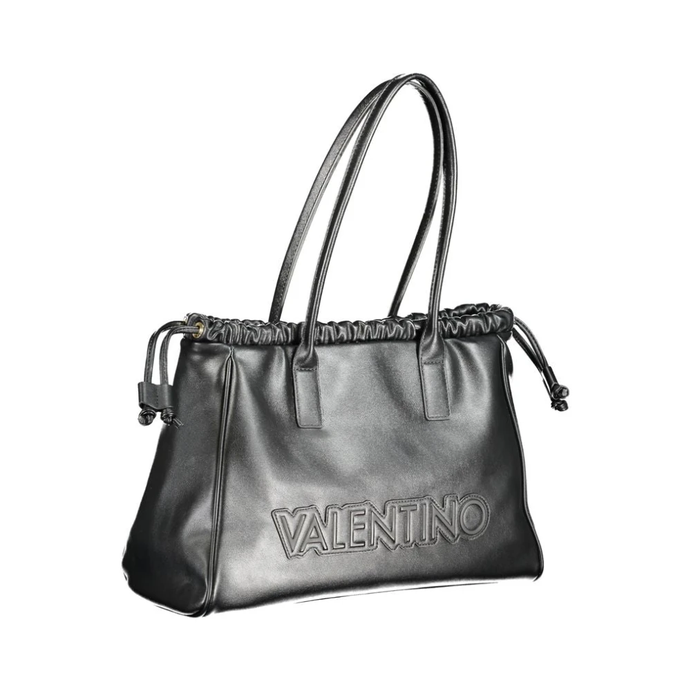 Valentino by Mario Valentino Zwarte polyethyleen schoudertas met binnenzak en logo Black Dames