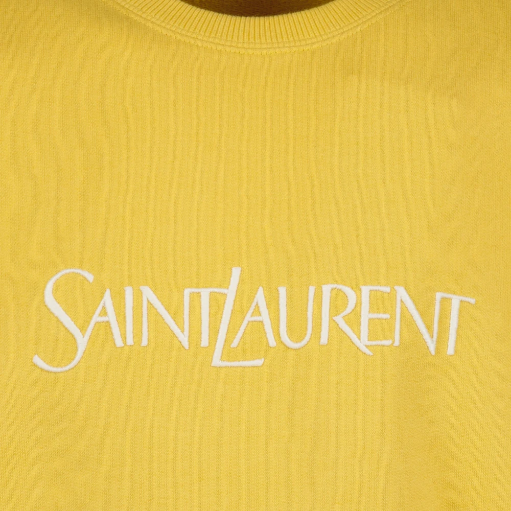 Saint Laurent Geborduurde Logo Sweatshirt Yellow Heren