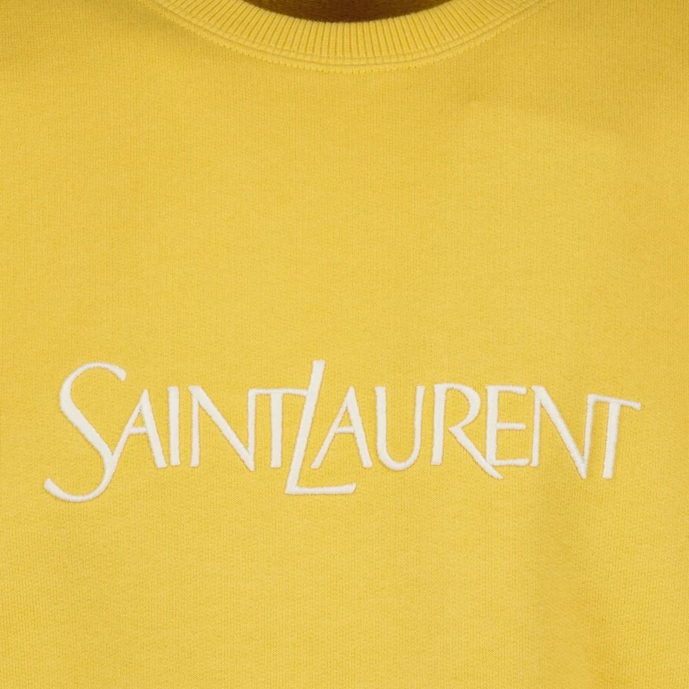 Saint Laurent Sweatshirt met geborduurd logo Yellow Heren