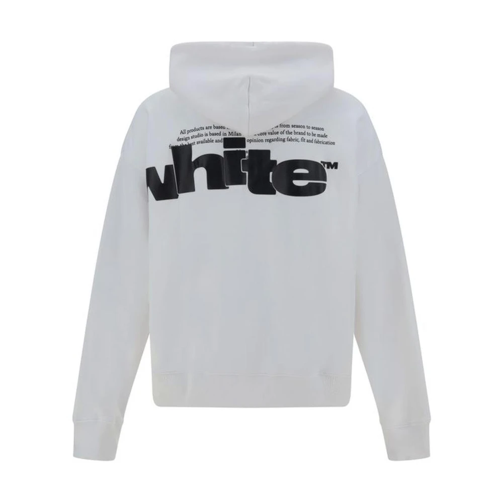 Off White Oversized Katoenen Hoodie met Kangoeroezak White Heren