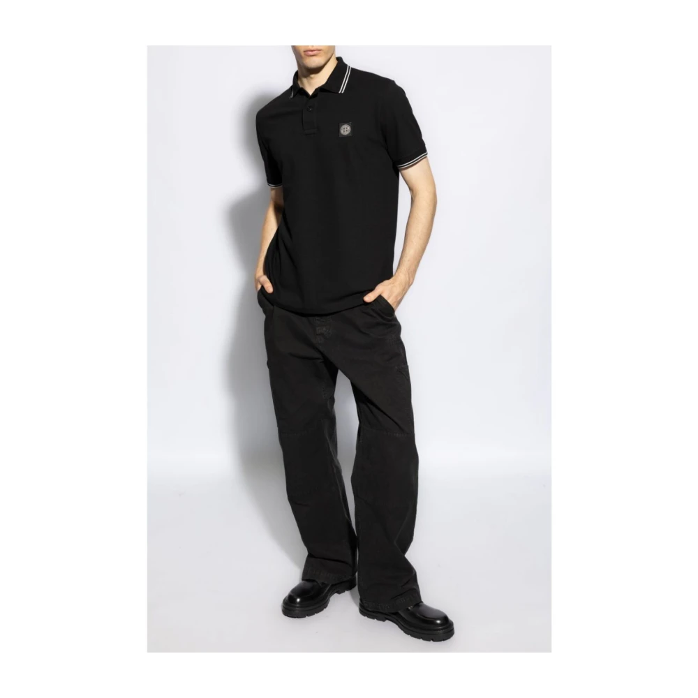 Stone Island Zwarte Polo T-shirts en Polos Black Heren