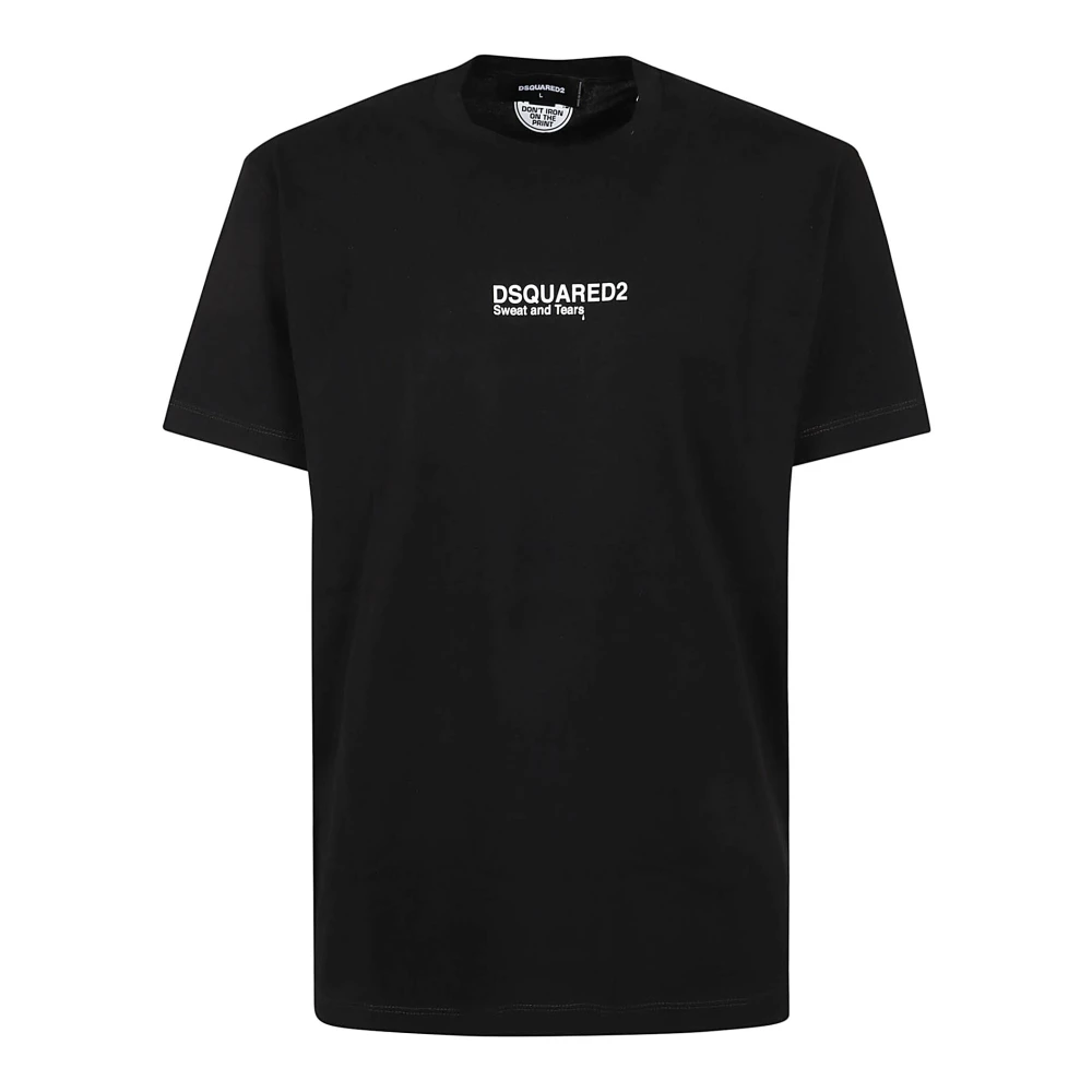 Dsquared2 Katoenen Jersey T-shirt met Frontprint Black Heren