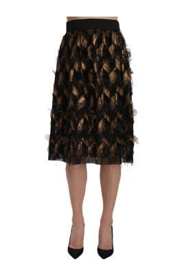Bicolor Silk Midi Skirt