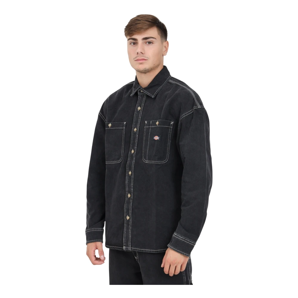 Dickies Zwarte Denim Overhemd Lange Mouwen Black Heren