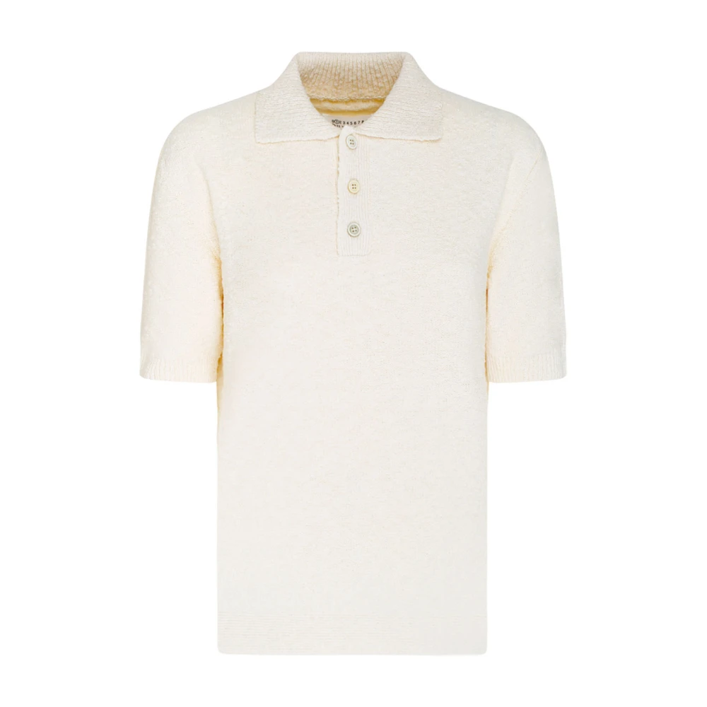 Maison Margiela Women's White Polo Shirts, S, Nostalgic Bouclé Polo