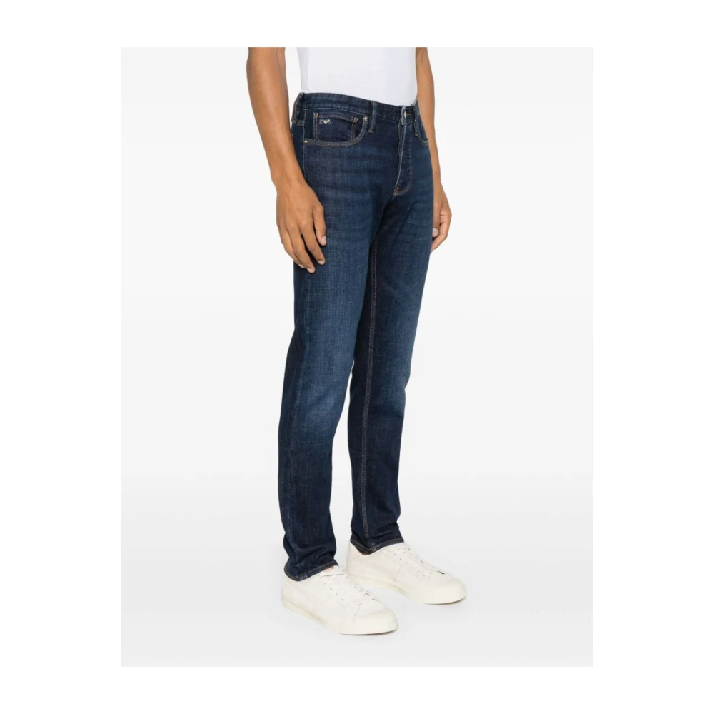 Emporio Armani Logo Appliqué Jeans Blue Heren