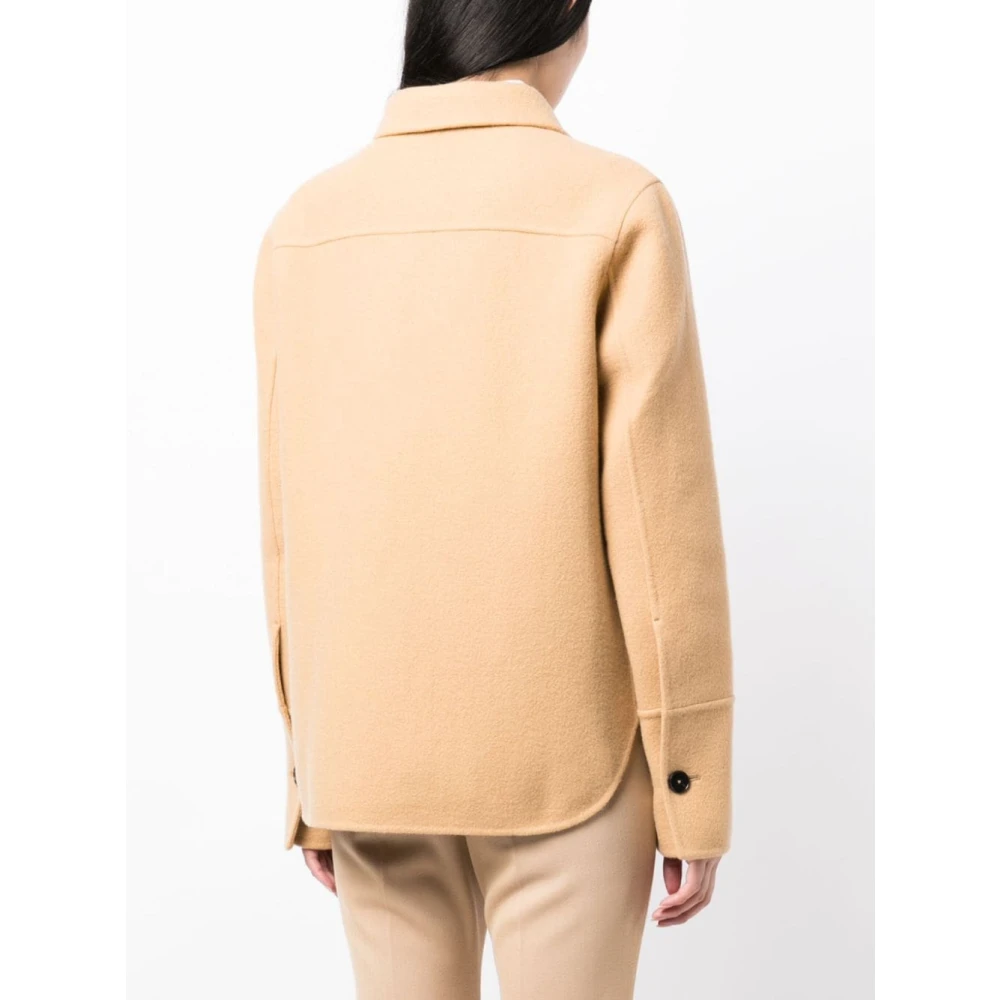 Jil Sander Beige Wollen Jas met Knoopsluiting Beige Dames