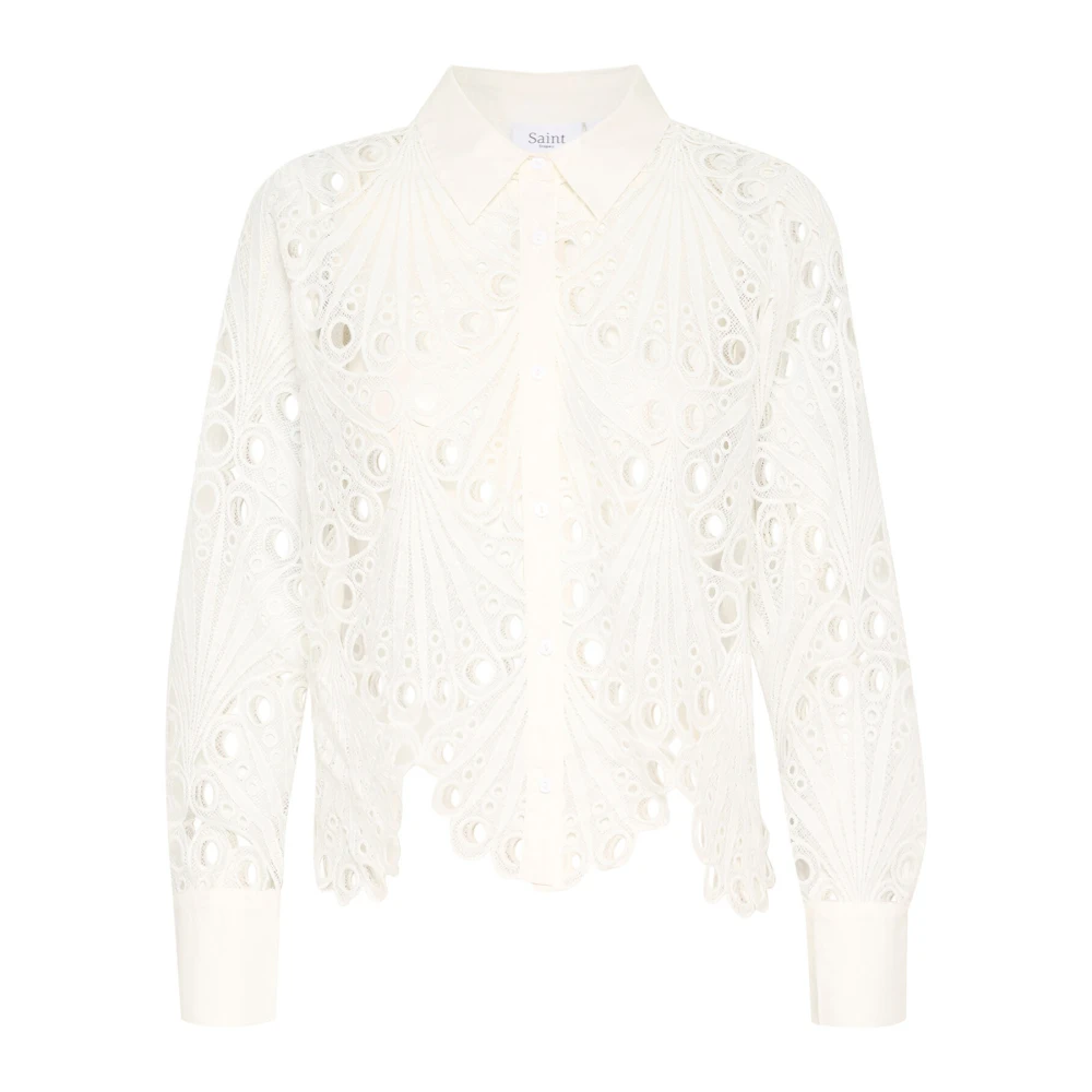 Saint Tropez Geborduurde Overhemdblouse Wit White Dames