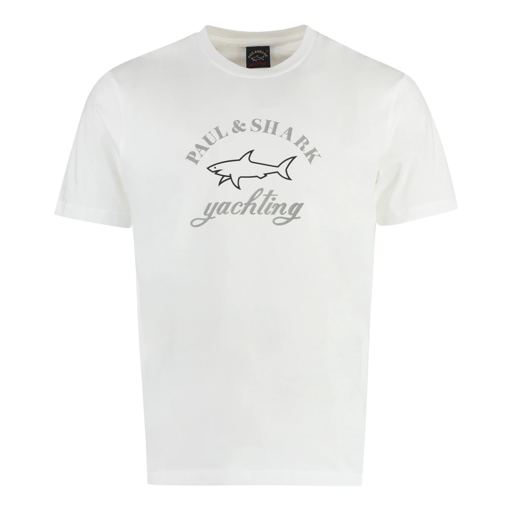 PAUL & SHARK Katoenen Logo T-shirt White Heren