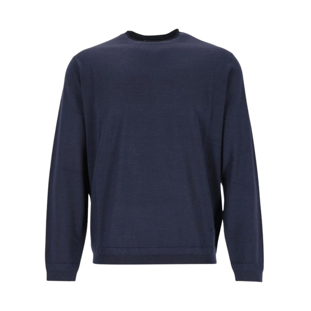 Emporio Armani Uomo Blu - Maglione Girocollo In Lana Vergine - Knitwear - 3XL