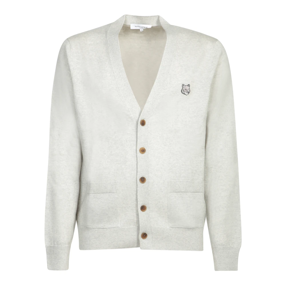 Maison Kitsuné Grijze V-hals Cardigan Sweater Gray Heren