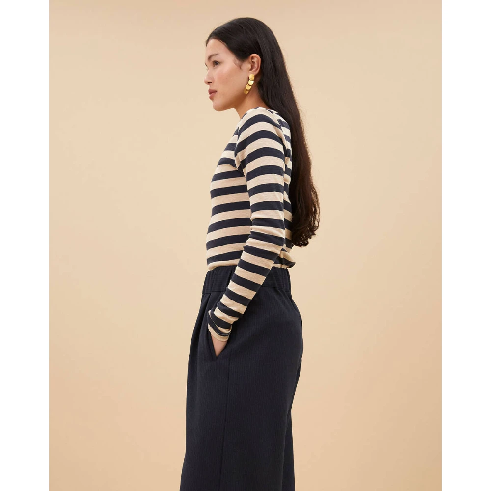 By-Bar Lange Mouw Gestreepte Basic Top Blue Dames