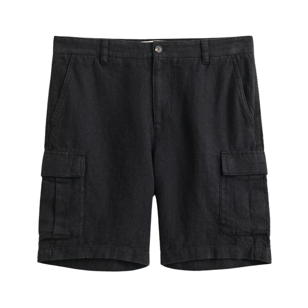 Gant Mannelijk Zwart Korte Broeken Heren, W31, Linnen, Cargo Shorts In Linnen