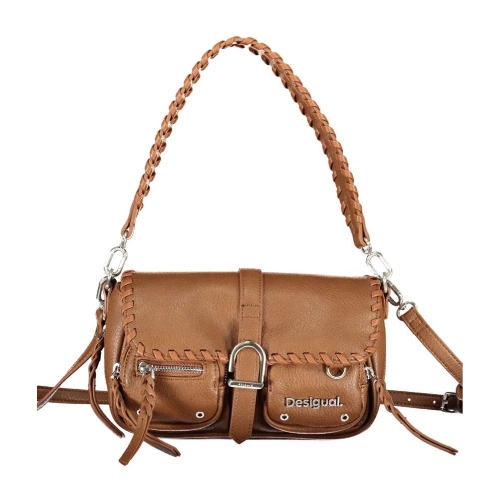 Desigual Bruine schoudertas met afneembare band en ritssluiting Brown Dames