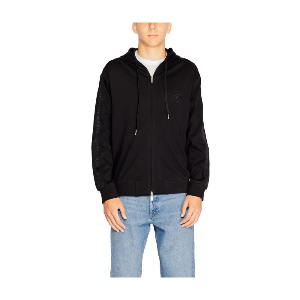 Armani Exchange Men's Black Zip-Throughs, S, Cotton Zipup Hoodie Jumper