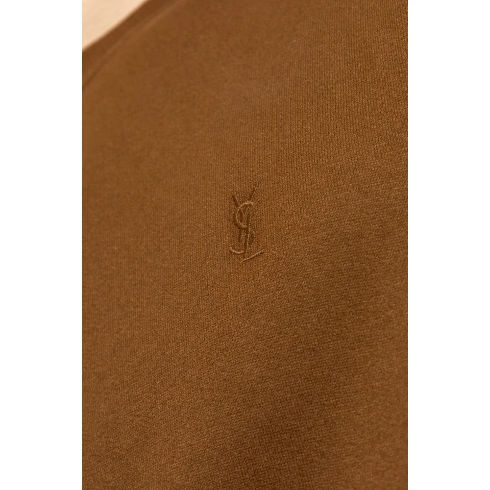 Saint Laurent Logo Sweatshirt Brown Heren