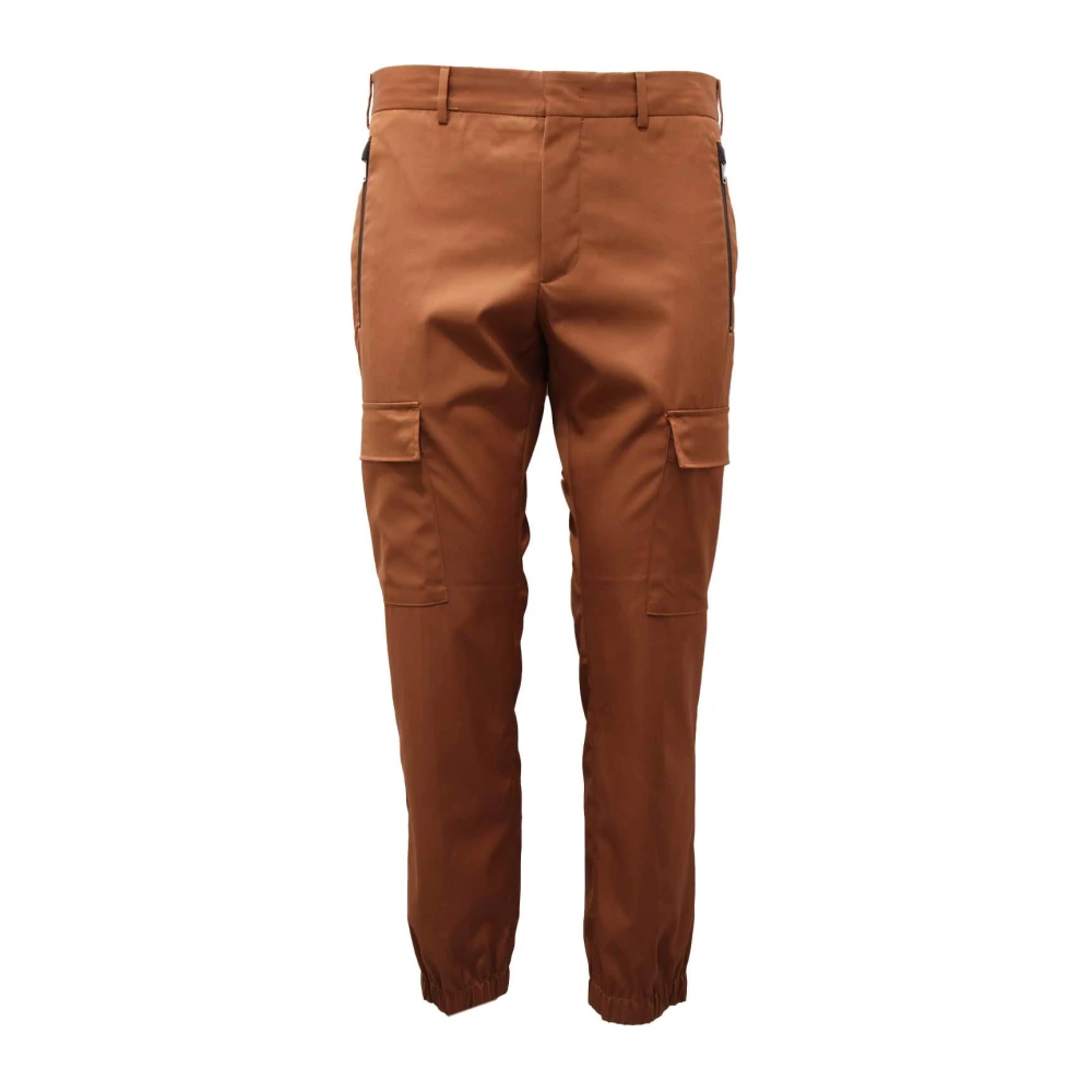 Pt01 Men's Brown Slim-Fit Trousers, M, Cargo Trousers In Medium Stretch