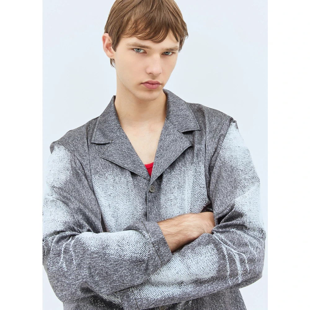 Diesel Grafische Print Satijnen Slaap Top Gray Heren