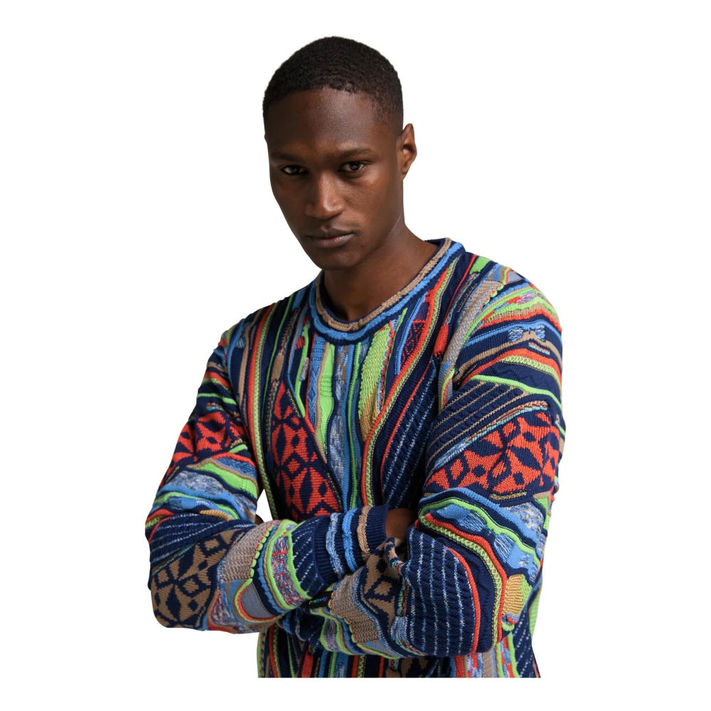 carlo colucci Jacquard Gebreide Trui met Sportieve Uitstraling Multicolor Heren