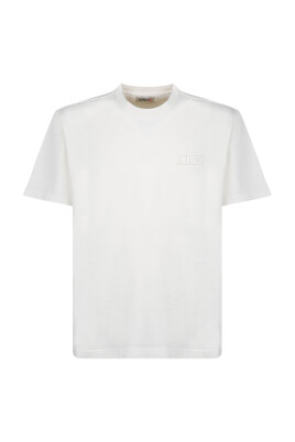 t-shirt-creme-a-col-rond-avec-logo