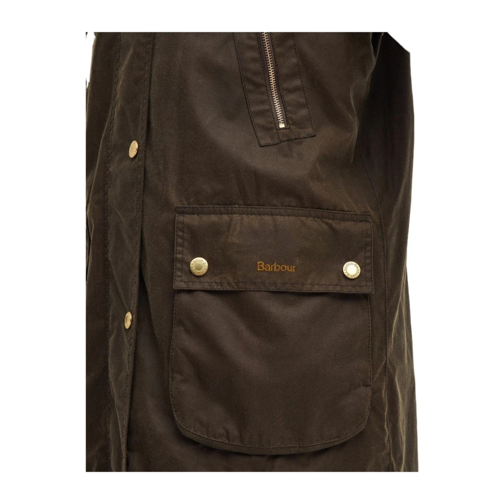 Barbour Groene gewaxte katoenen lange jas Green Dames