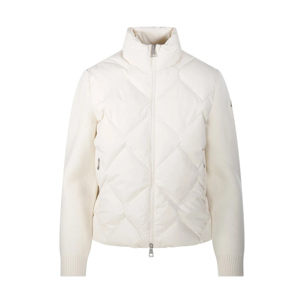 Moncler Wool & Cashmere Padded Zip-Up Cardigan for Women in White, Size: L - Image 4