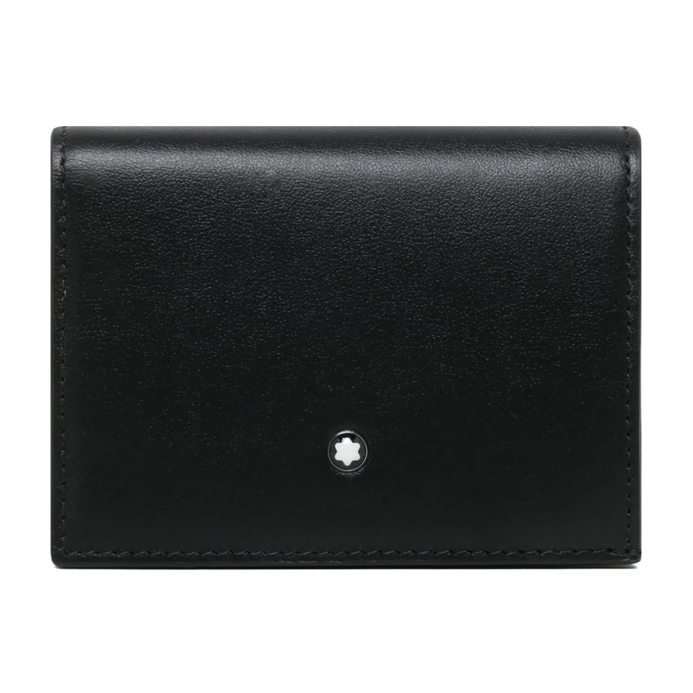 Montblanc Svart läder dragkedja plånbok med emblem Black, Herr