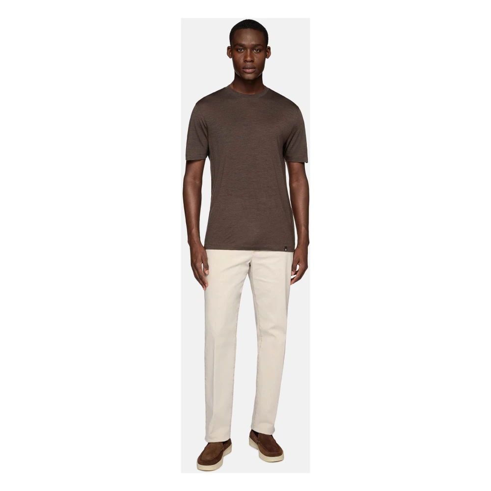 Boggi Milano Tencel Wolmix T-Shirt Blue Heren