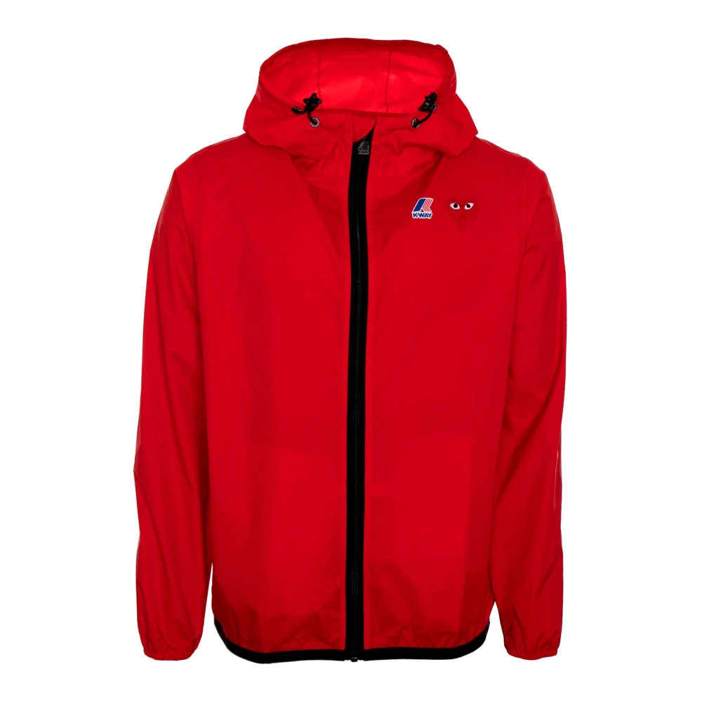 Comme des Garçons Play Volledige Rits Hoodie Regenjas Red Heren