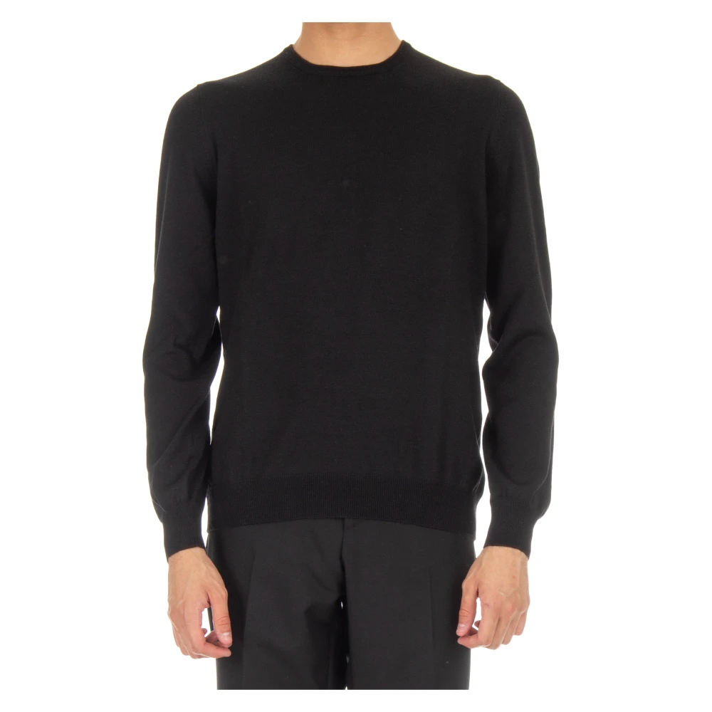 Gran Sasso Zwarte Crew Neck Sweater Italiaans Gemaakt Black Heren