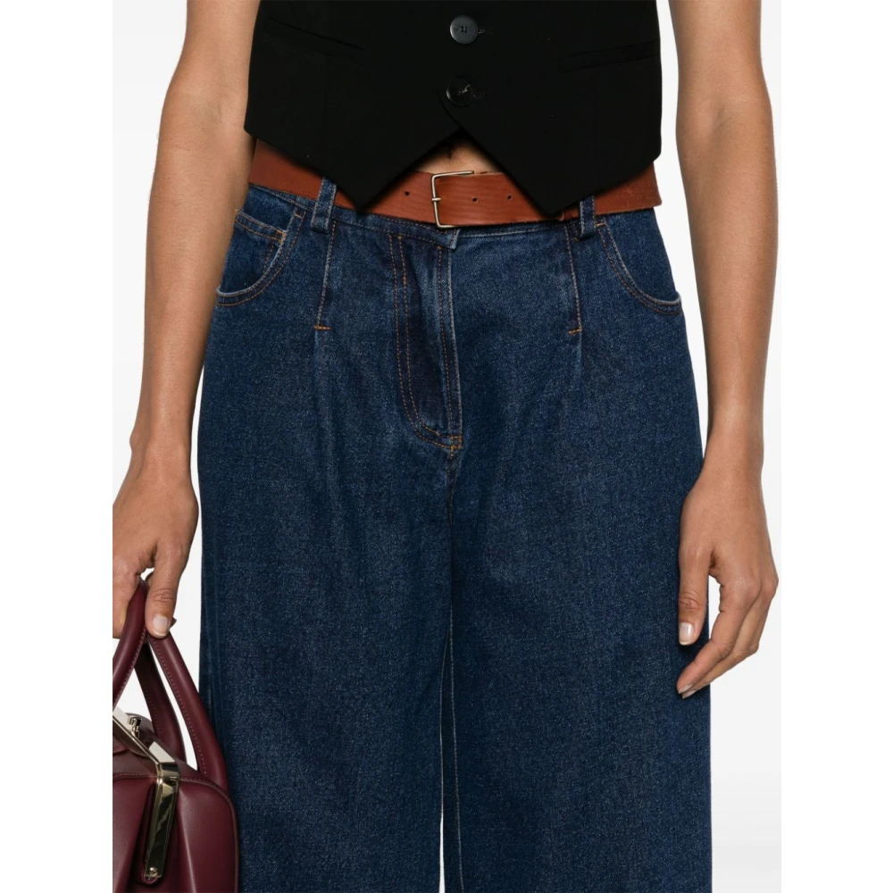 Forte Blauwe Denim Jeans met Riem Blue Dames