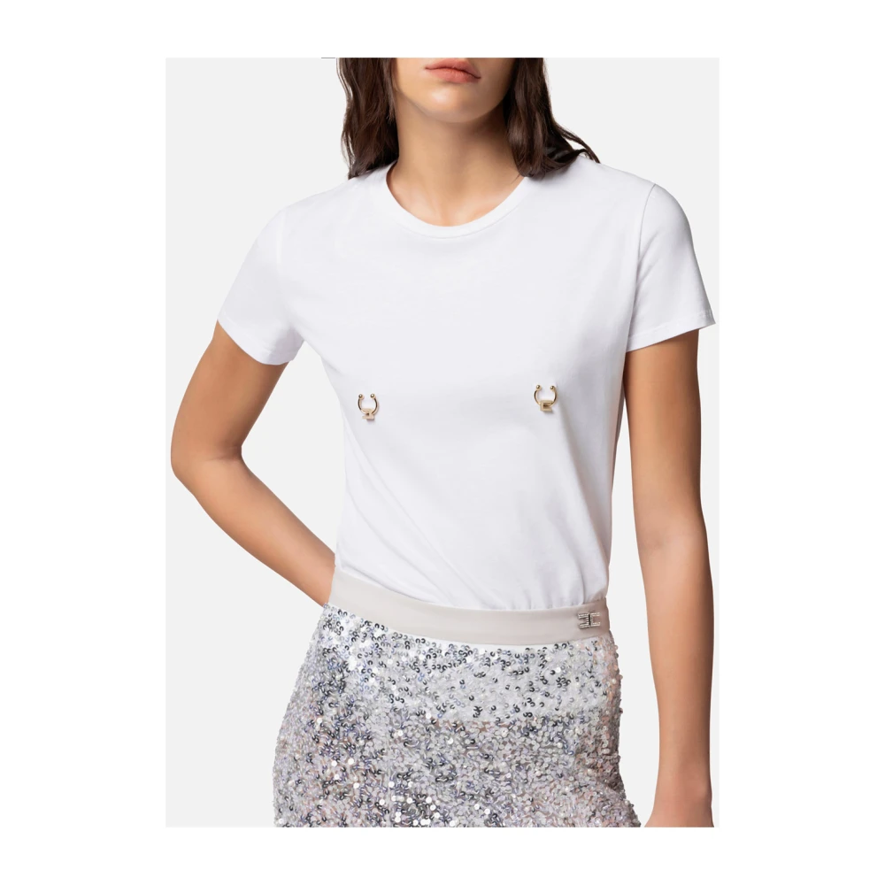 Elisabetta Franchi Dames T-shirt Set in Ivoor White Dames