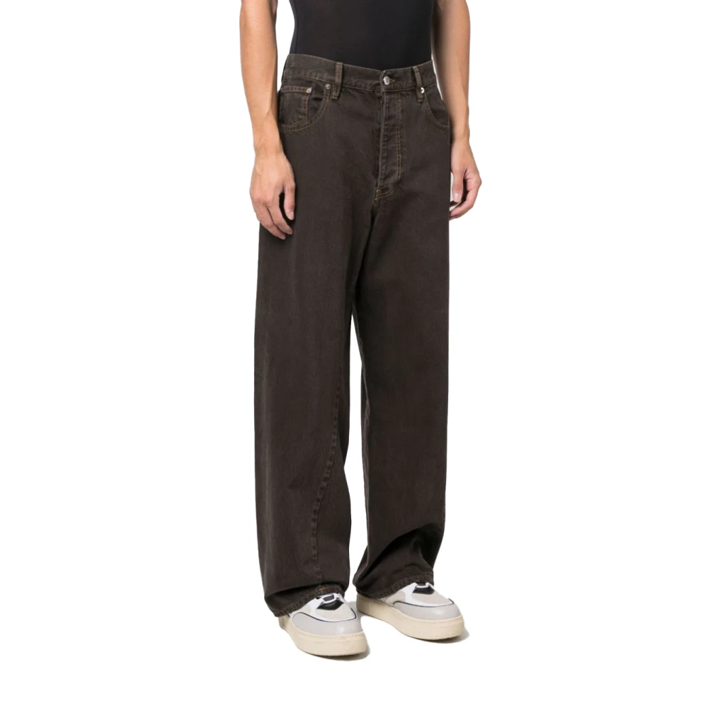 Sunflower Twisted Wide Leg Cotton Jeans Brown Heren