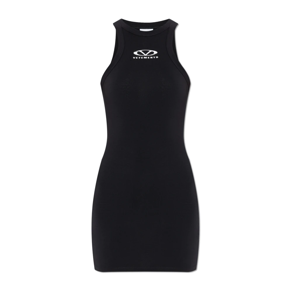 Vetements Jurk met logo Black Dames