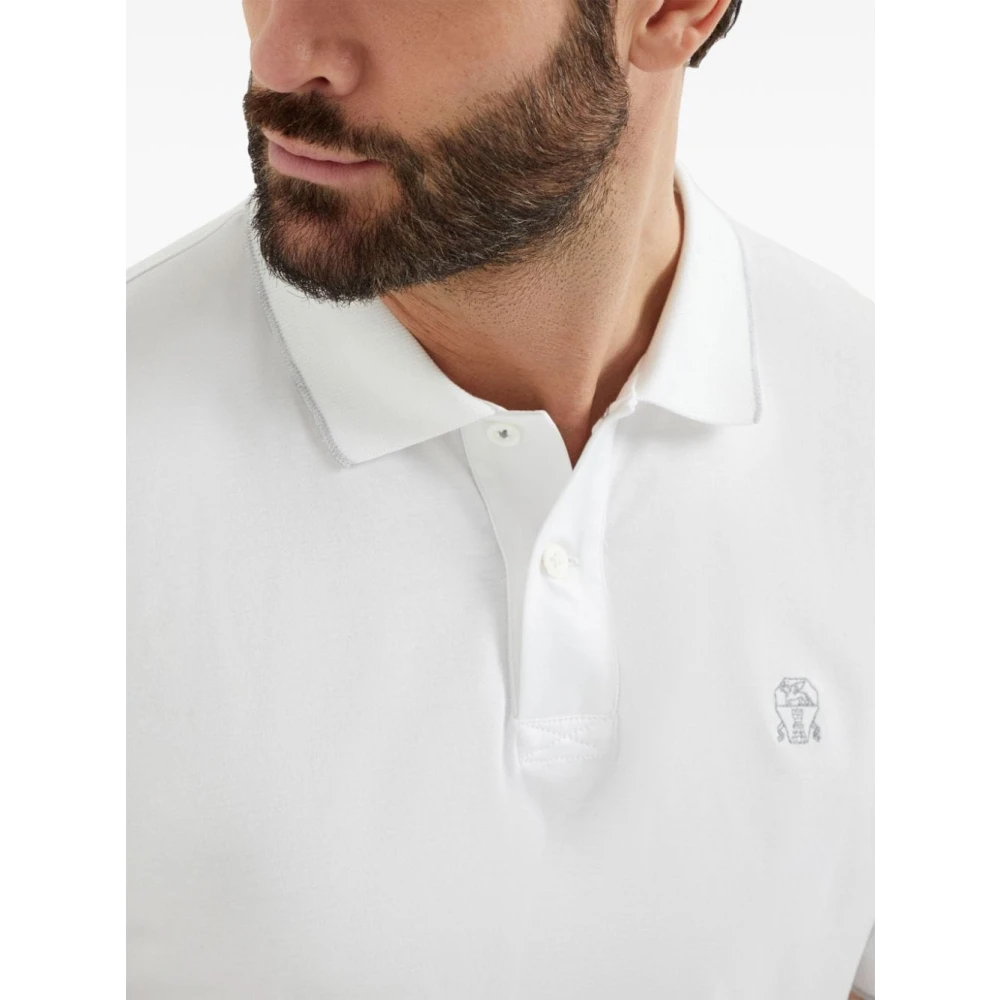 BRUNELLO CUCINELLI Logo Polo T-shirts White Heren