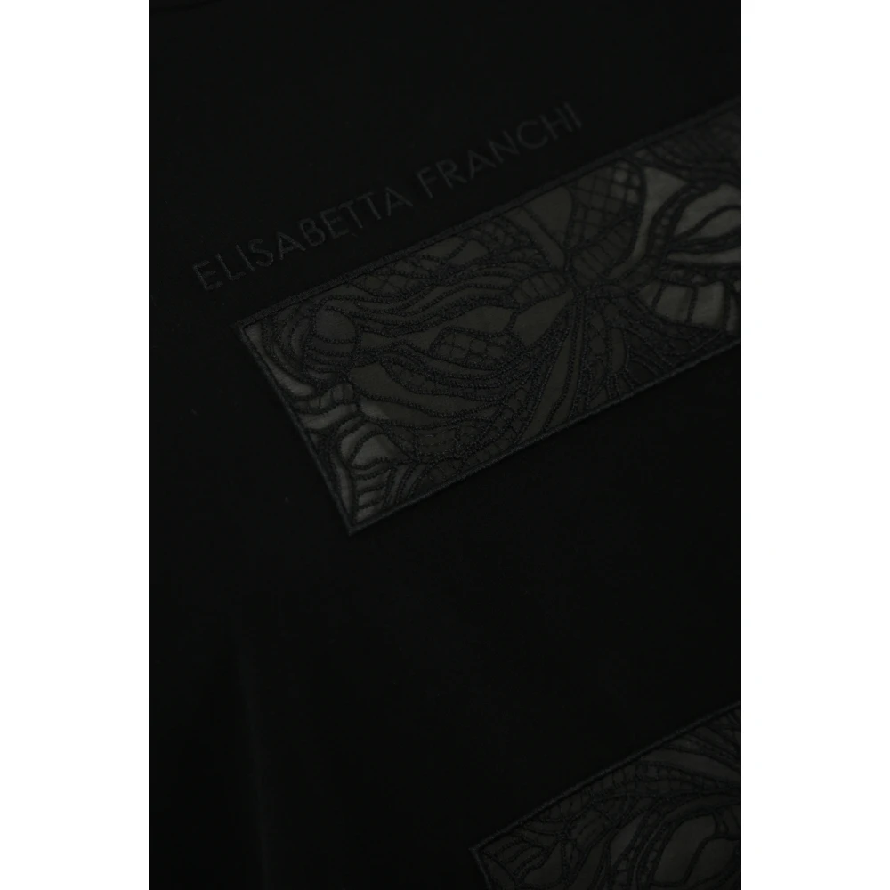 Elisabetta Franchi Zwart Katoenen Logo T-shirt Black Dames